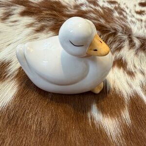 White Ceramic Duck Figurine
